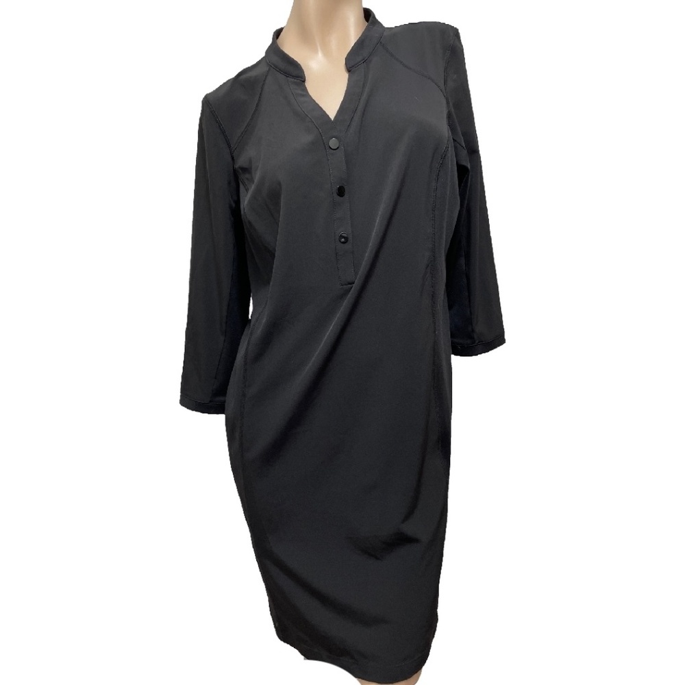 Chico's Dress Black Size 1 (Comparable to US Size 8) Three Snap Front 3/4 Slv